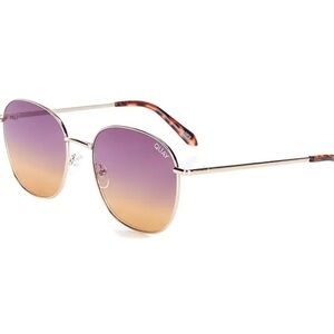 Quay Australia Jezabell Oversized Round Sunglasses Gold Purple Ombré